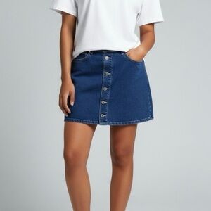 Vero Moda We Do Denim Button-Front Blue Jean Mini Skirt Women’s L